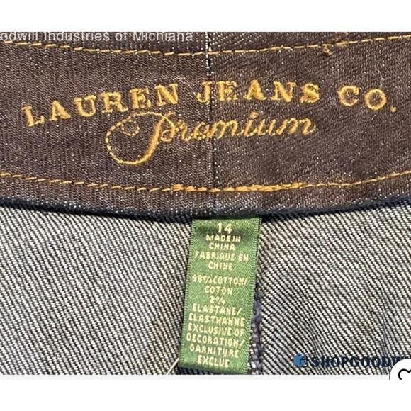 Women's 14 Lauren Jeans Co. Premium Dark Denim Skirt with Suede Detail - Picture 2 of 3